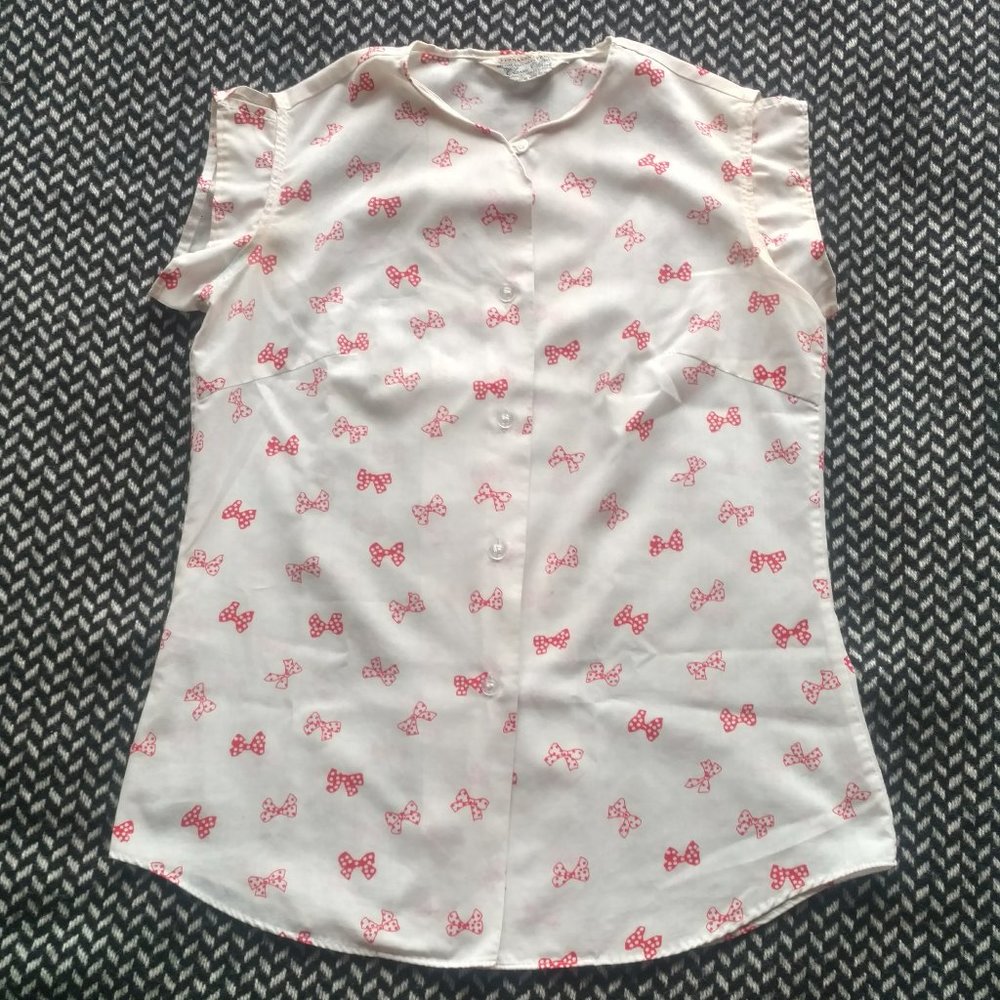 1950s 1960s 1970s Vintage Novelty Print Sleeveless Blouse 50s 60s 70s